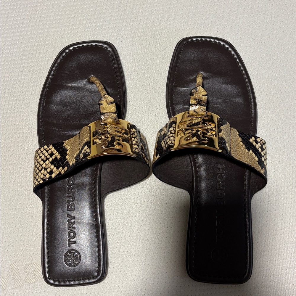 Tory Burch Brown and Gold Sandals